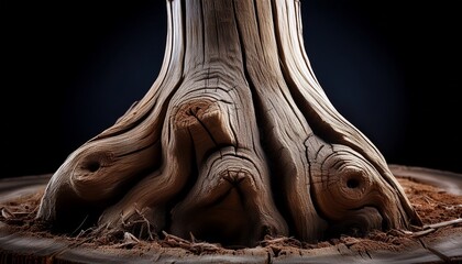 tree trunk base section dried out