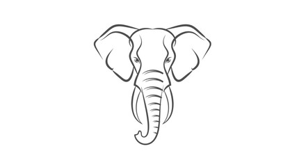 Elephant head linear monochrome minimalistic artistic vector outline