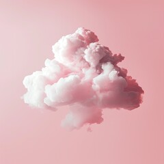 A fluffy, white cloud floats against a soft pink background, creating a dreamy and serene aesthetic.  The cloud?s texture is detailed, and its reflection is subtly visible below