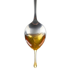 Spoonful of Golden Honey Dripping Down sweet liquid