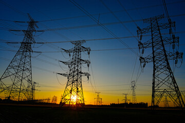 The power supply facilities of contour in the evening