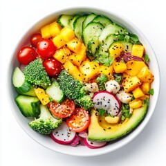 Fresh Colorful Salad Bowl with Avocado and Mixed Vegetables