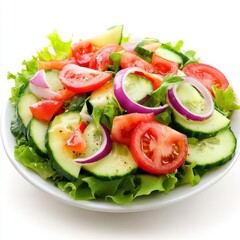 Fresh Mixed Garden Salad with Cucumbers, Tomatoes, and Lettuce