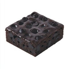 Delicious Chocolate Brownie with Chocolate Chips on White Plate