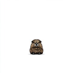 Cute and Fluffy Animal Character with Big Eyes on White Background