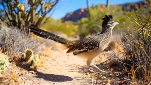 Desert Roadrunner Bird in Arizona Desert Landscape