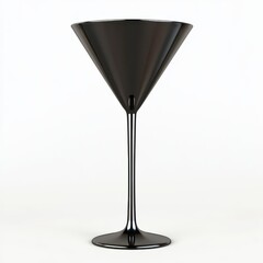Elegant black martini glass isolated on white background