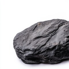 Natural Black Rock with Smooth Surface on White Background