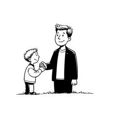 A heartfelt hand shake between a young boy and his father showcasing love and connection a tender