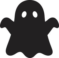 Ghost silhouette cartoon, spooky spirit vector, Halloween character art, black white graphic, floating haunted figure, simple scary theme design