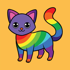 a cartoon cat with rainbow stripes on it