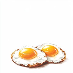 Freshly Cooked Eggs on White Background with Bright Yellow Yolks