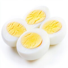 Sliced Boiled Eggs Displaying Creamy Yellow Yolks and White Shells