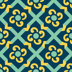 Blue abstract seamless geometric vector pattern with circles for wallpaper or textile design