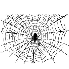 coloring page, spider web, vector monochrome drawing clip art on a white background 