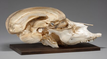 Intricate Anatomy of a Dolphin Skull on Display for Educational Purposes