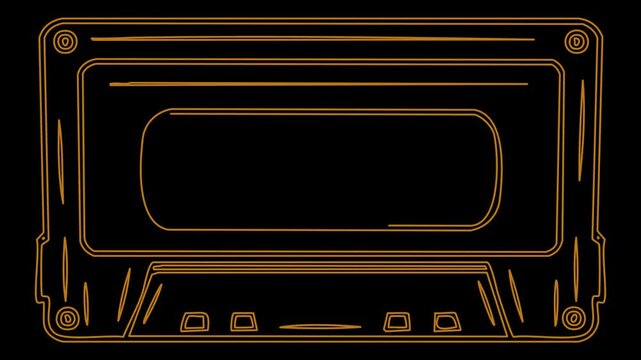 Stroke Animation Old Music Cassette Black Background