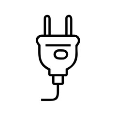 Obraz premium Electrical plug connector with cable in minimalistic outline style 