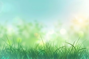 It shows lush grass with a soft, glowing sky. Ideal for nature, spring, or eco - friendly visuals, like background for gardening ads, wellness content, or outdoor event promotions.