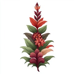 Obraz premium Colorful Floral Illustration with Leaves and Flowers for Decoration