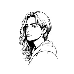 Elegant woman portrait in minimalist line art style showcasing beauty and grace with smooth