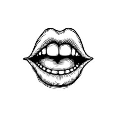 Expressive mouth vector art showcasing meticulous line work capturing unique character and detail