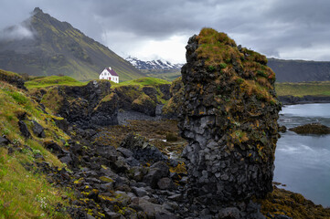 Lonely cottage in west coast Iceland