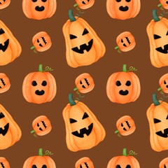 halloween seamless pattern brown background 