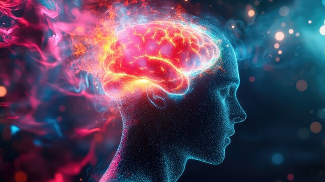 view holographic mental health icon in an exploded view