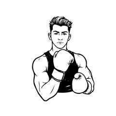 Intense male boxer illustration portraying power determination discipline in a dynamic sports