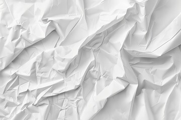 Obraz premium Close-up of a crumpled, white surface exhibiting a textured, wrinkled pattern with varying depths of folds and creases, creating a dynamic interplay of light and shadow