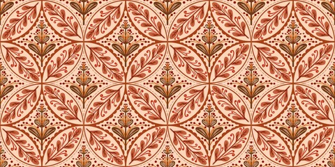 Autum Winter Pattern Background Illustration For Cover, Banner, Notes. Fall Winter Aesthetic Background.  Plant And Flower Pattern Background.