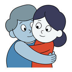 an illustration of a couple hugging