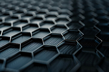 黒い六角形のグラフェン素材をイメージした背景パターン