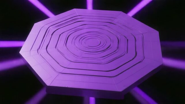 Abstract geometric object,  light purple, with concentric, layered lines