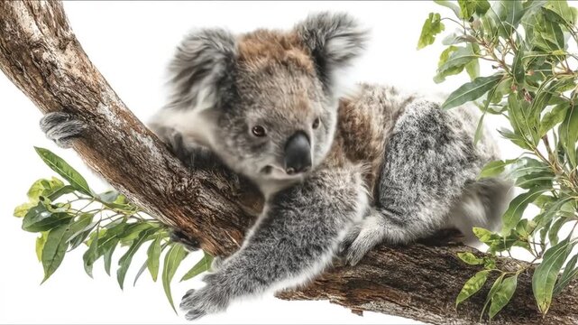 Koala resting on tree branch