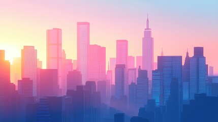 scape stylized animated view of city skyline properties