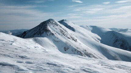 Snow-kissed peaks bask under ethereal skies, celebrating International Mountain Day and invoking ancient alpine wanderlust with winter's embrace