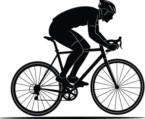 Cyclist silhouette illustration, road bike rider profile artwork, sports design, racing bicycle concept, endurance and fitness symbol