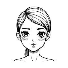Stylized drawing of a young woman with a classic manga appearance, emphasizing beauty and expression