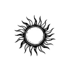 Stylized sun drawing showcasing radiant energy and warmth in a unique artistic representation and