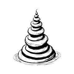 Stylized zen stone tower illustration evoking serenity balance harmony spiritual wellness