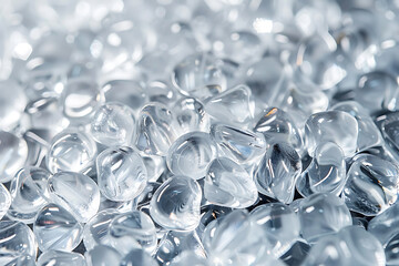 透明プラスチック樹脂ペレットの集合構図