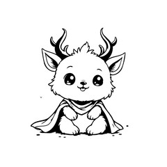 Whimsical cartoon creature adorned with charming antlers and a cape invites playful artistic