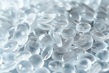 透明プラスチック樹脂ペレットの集合構図
