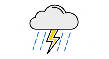Illustration of a storm cloud with lightning and rain, representing severe weather and atmospheric conditions