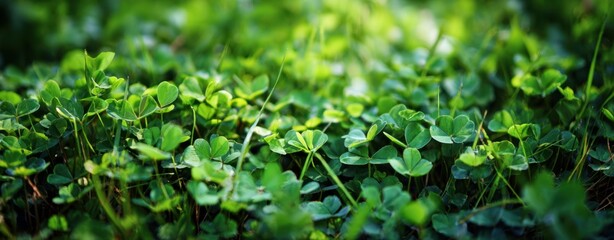 Obraz premium The Clover Close-Up in a Sunlit Meadow with Shallow Depth of Field