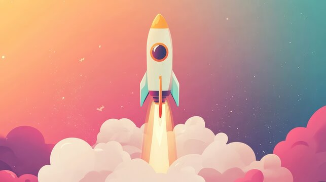 spirl pastel style startup rocket in a spiral design