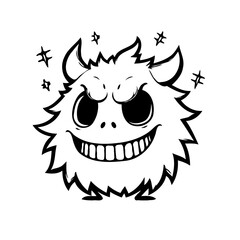 Whimsical fluffy creature with a mischievous grin and magical sparkle a joyful illustration