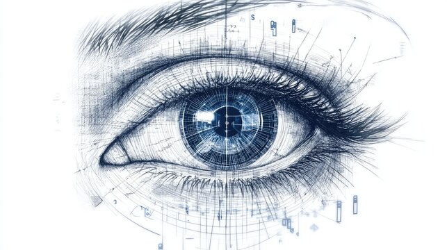 security sketch style rotating eye scanner